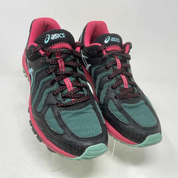 ASICS Gel Fuji Attack 5 Women's 7 1/2 Black Pink Green Sneakers 572:J.3.1 - Picture 3 of 13